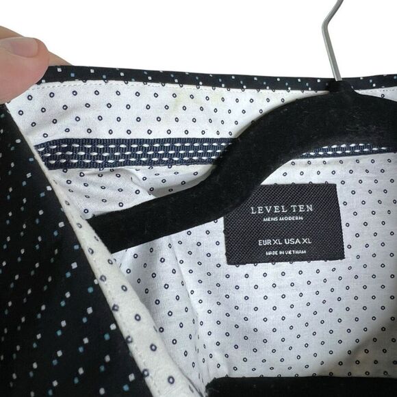Level Ten Men’s Short Sleeve Button-Up Shirt Black with Dot Print Size XL - Picture 9 of 14